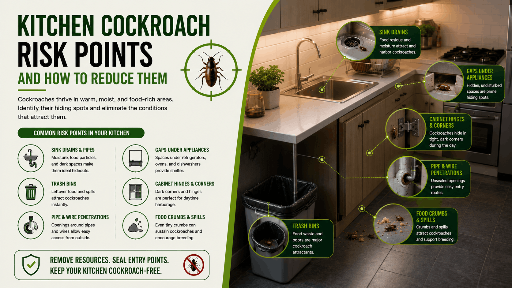 Kitchen Cockroach Risk Points and How to Reduce Them