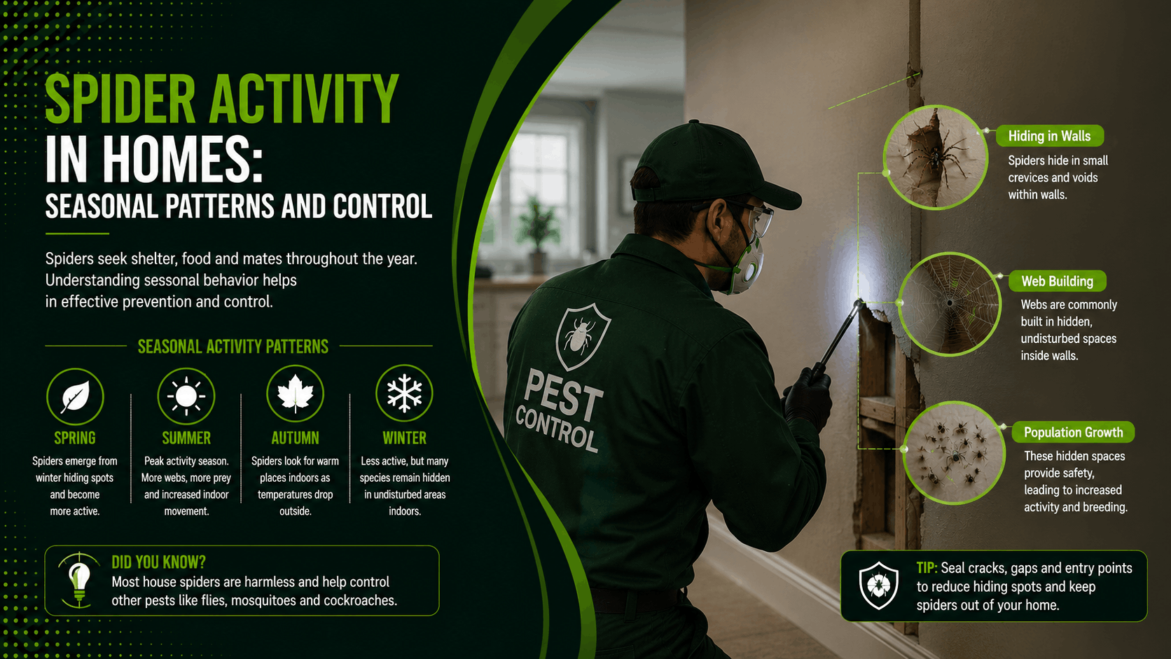 Spider Activity in Homes: Seasonal Patterns and Control